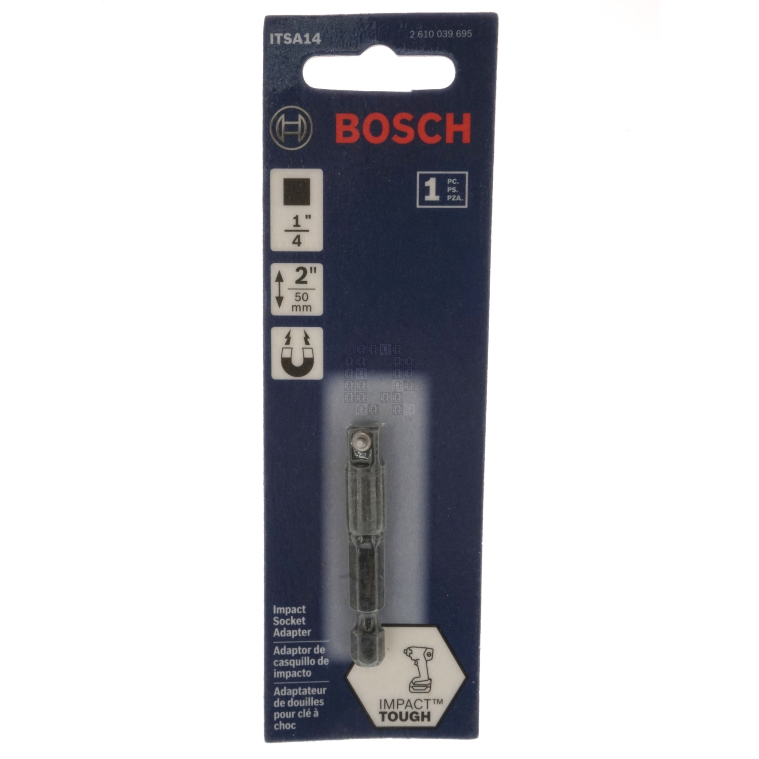 Bosch 2610039695 Impact Tough 1/4" Hex to 1/4" Square Socket Adapter, ITSA14, 2" Length