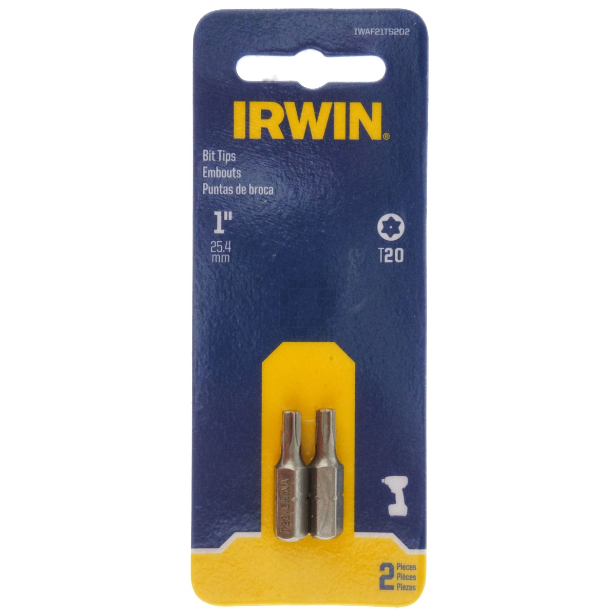 Irwin IWAF21TS202 T20 Tamper Proof Security Insert Bit Tips, 1" Length, 2 Pack
