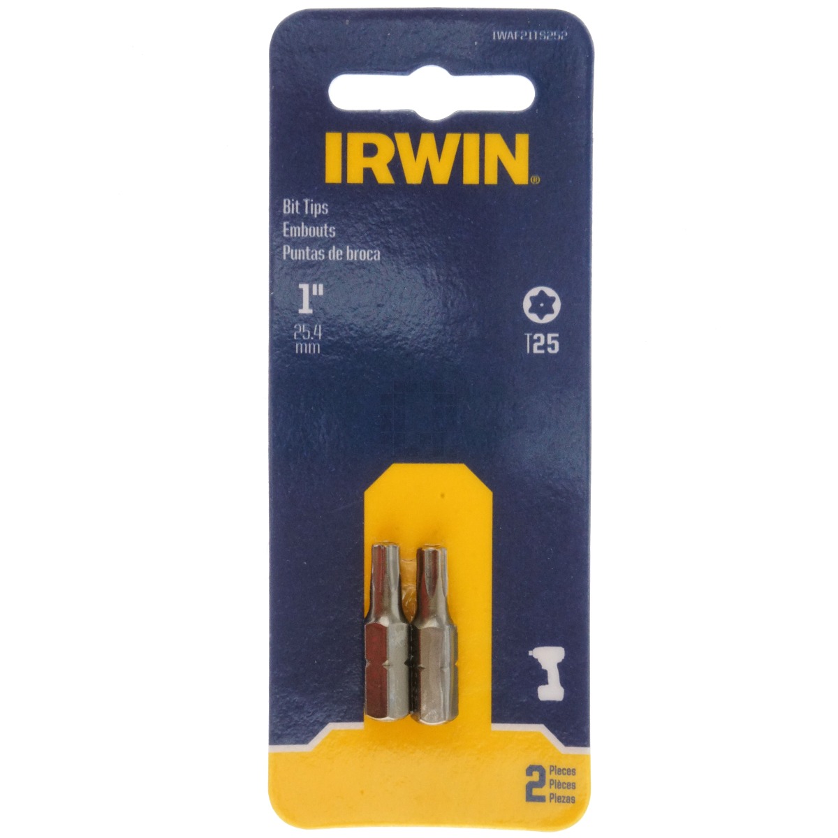 Irwin IWAF21TS252 T25 TORX Tamper-Proof Security Bit Tips, 1" Length, 2 Pack