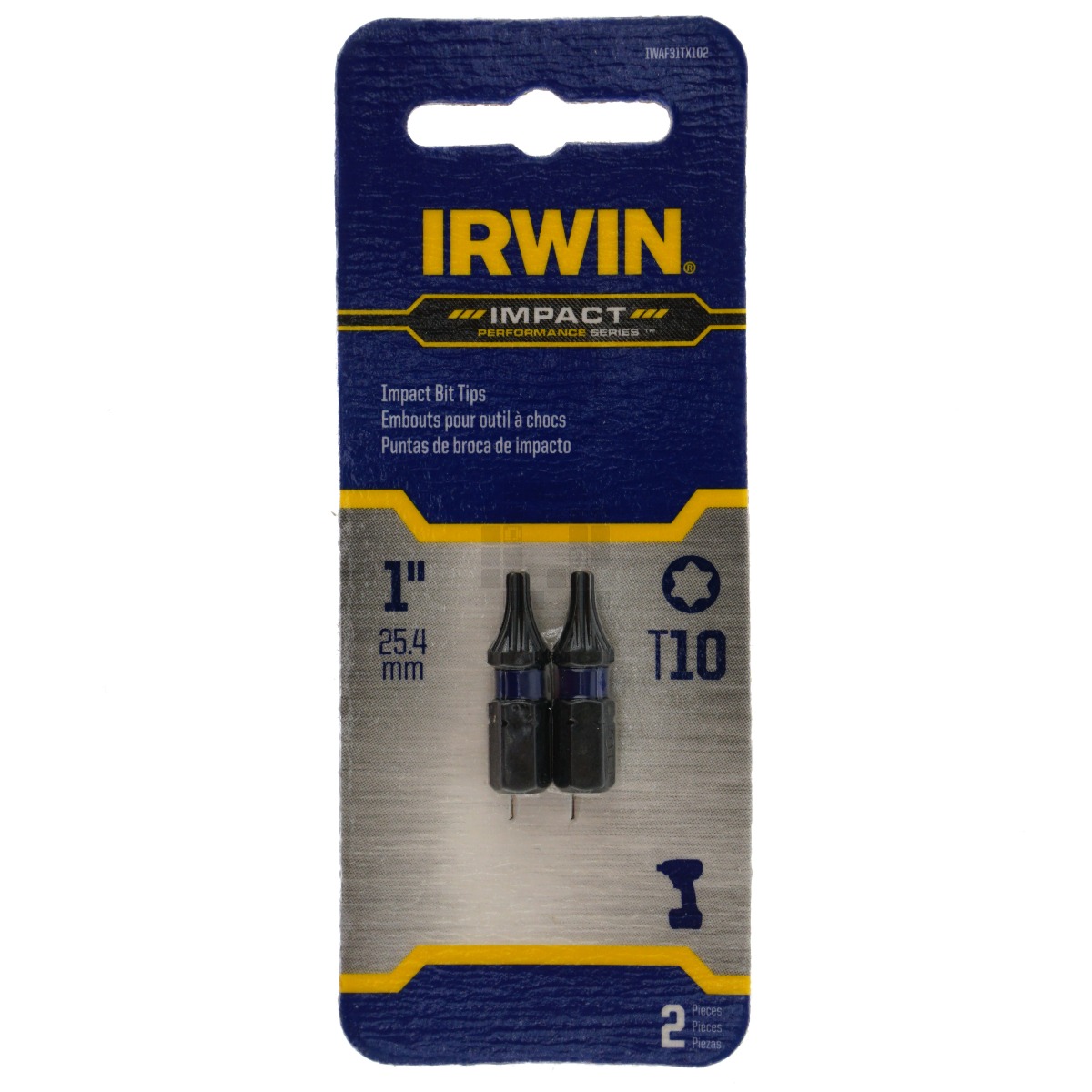 Irwin IWAF31TX102 T10 Torx Impact Performance Series Bit Tip, 1" Length, 2 Pack