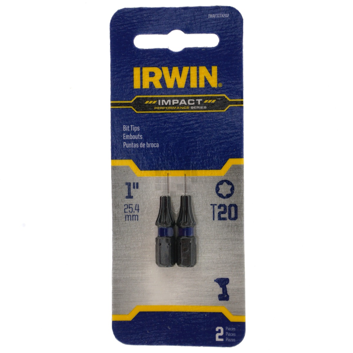 Irwin IWAF31TX202 T20 Torx Impact Bit Tips, 1" Length, 2 Pack