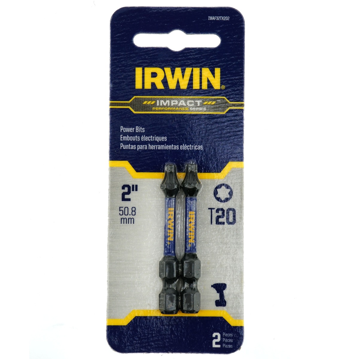 Irwin IWAF32TX202 2" Impact T20 Torx Power Bits, 1/4" Drive, 2 Pack