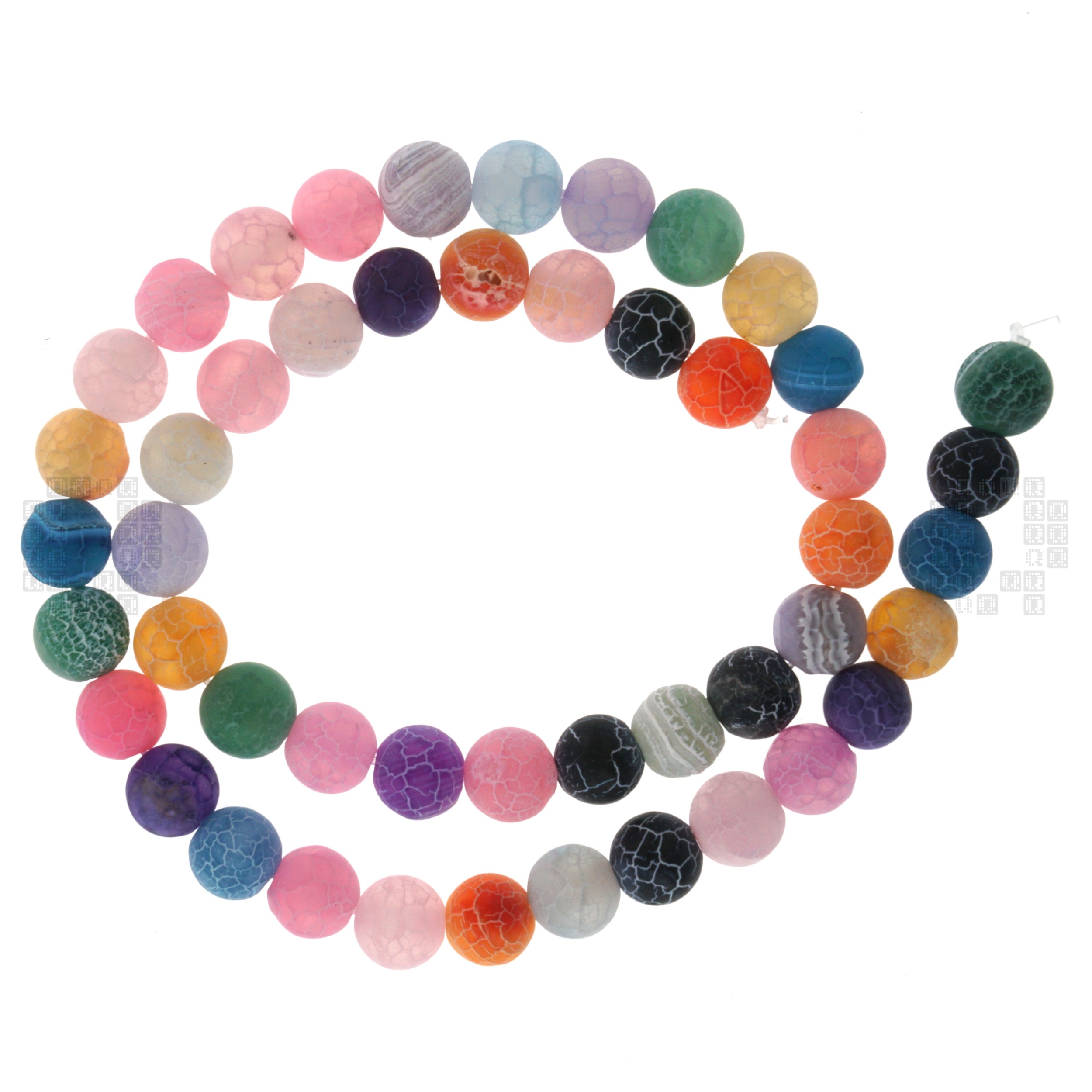 Multi-Color Frost Cracked Agate 8mm Round Beads, 45 Pieces
