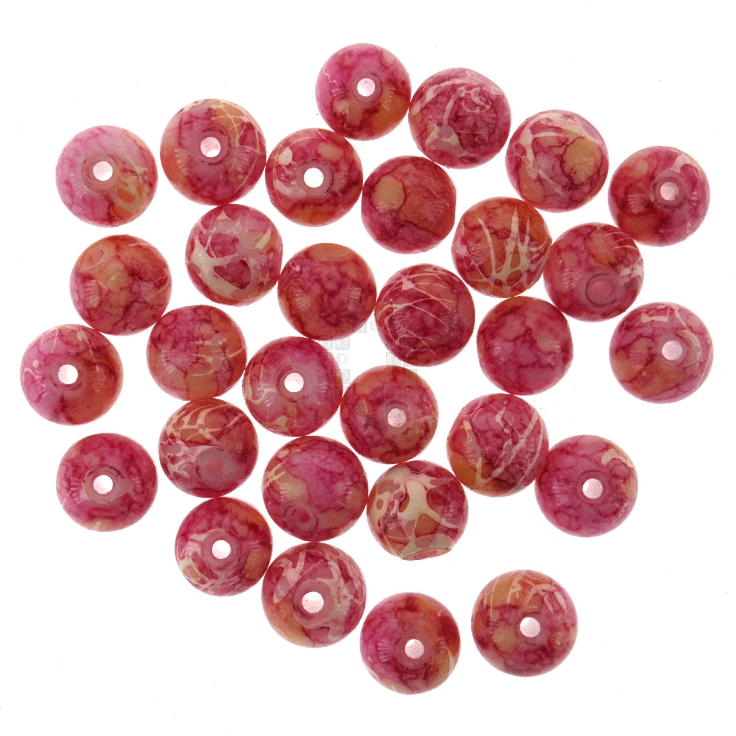 Pomegranate 8mm Loose Glass Beads, 30 Pieces