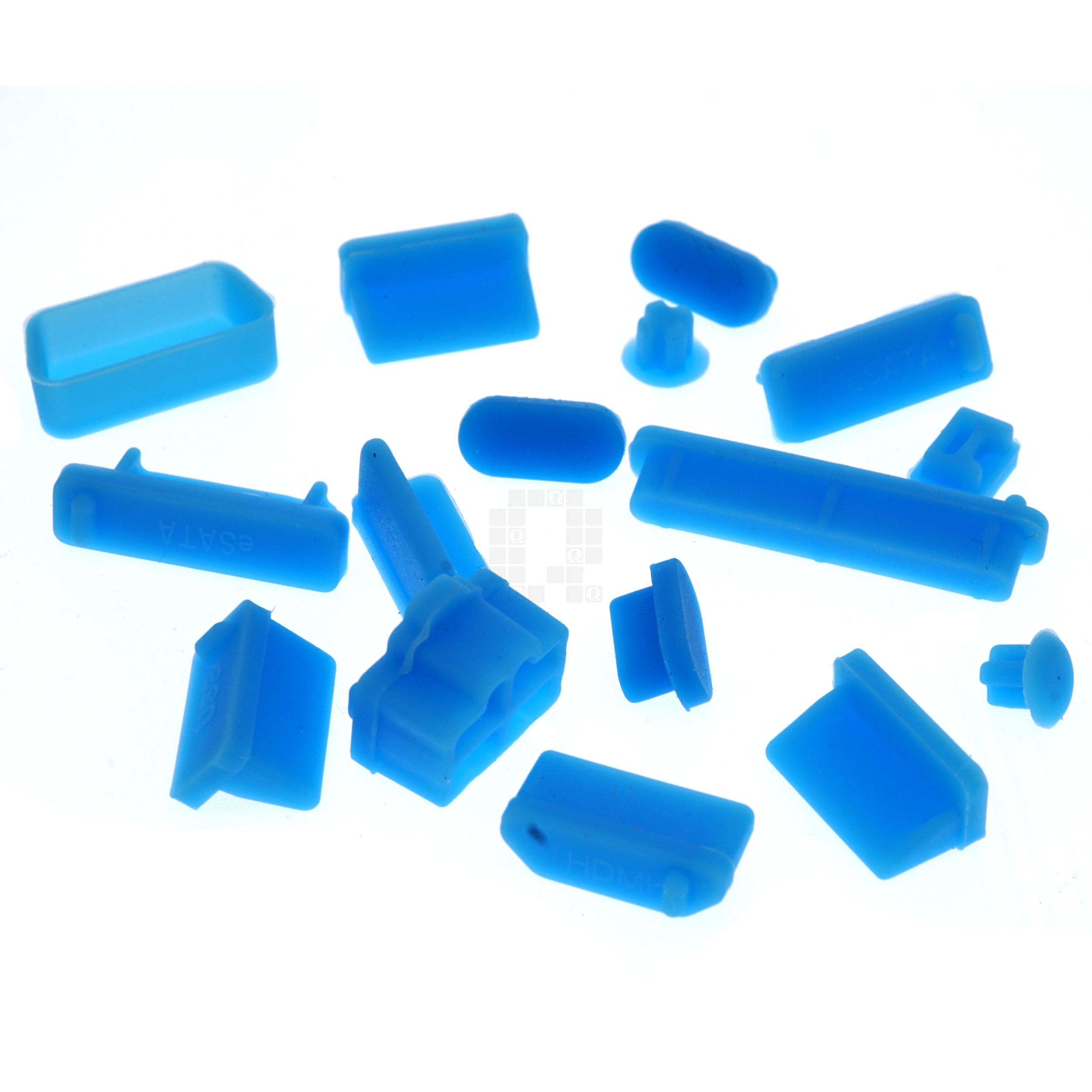 16-Piece Silicone Anti Dust Plug Covers for Laptop and Mobile Devices, Blue, USB