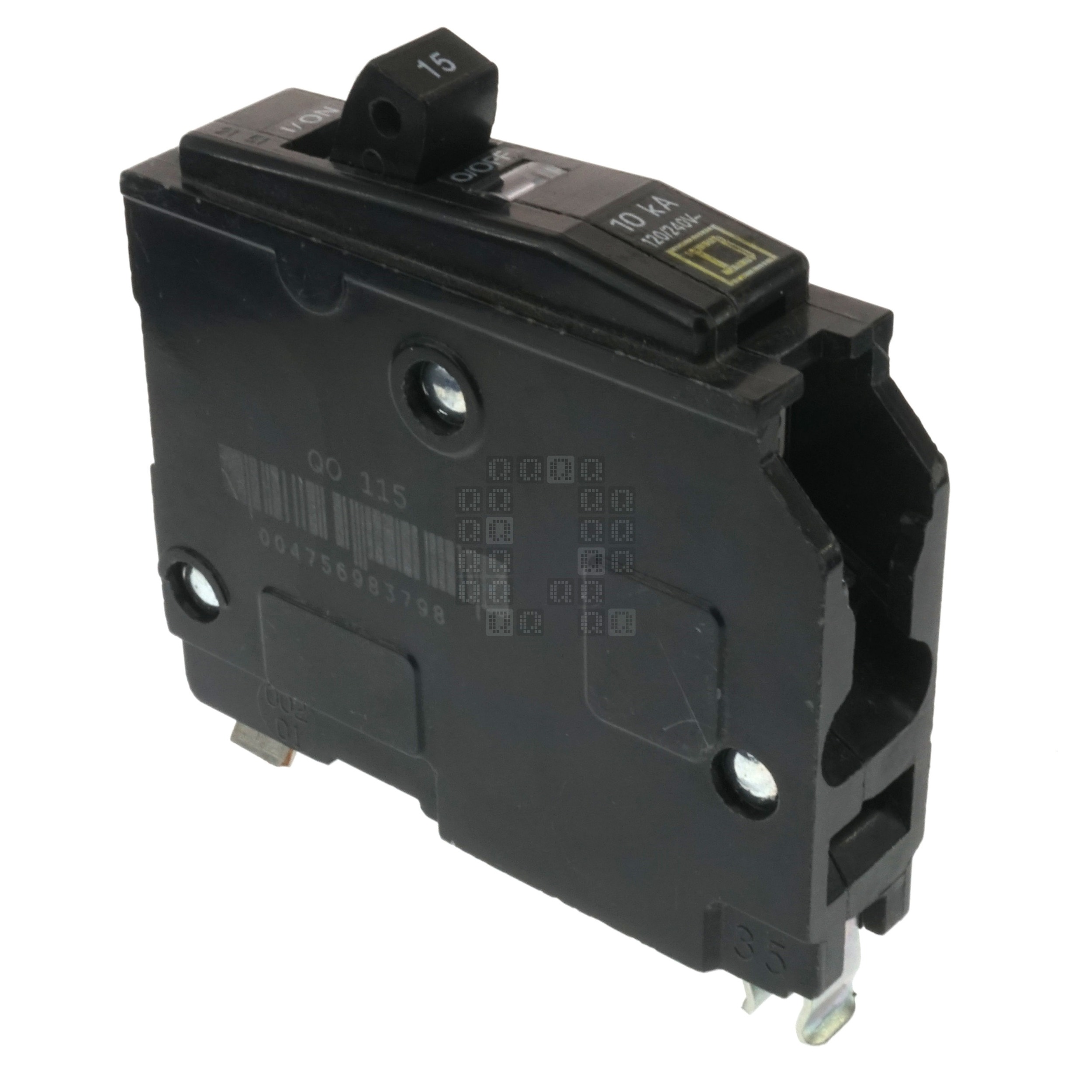 Square D QO115CP Plug-In Circuit Breaker, 15 Amps, Single Pole, 120/240VAC