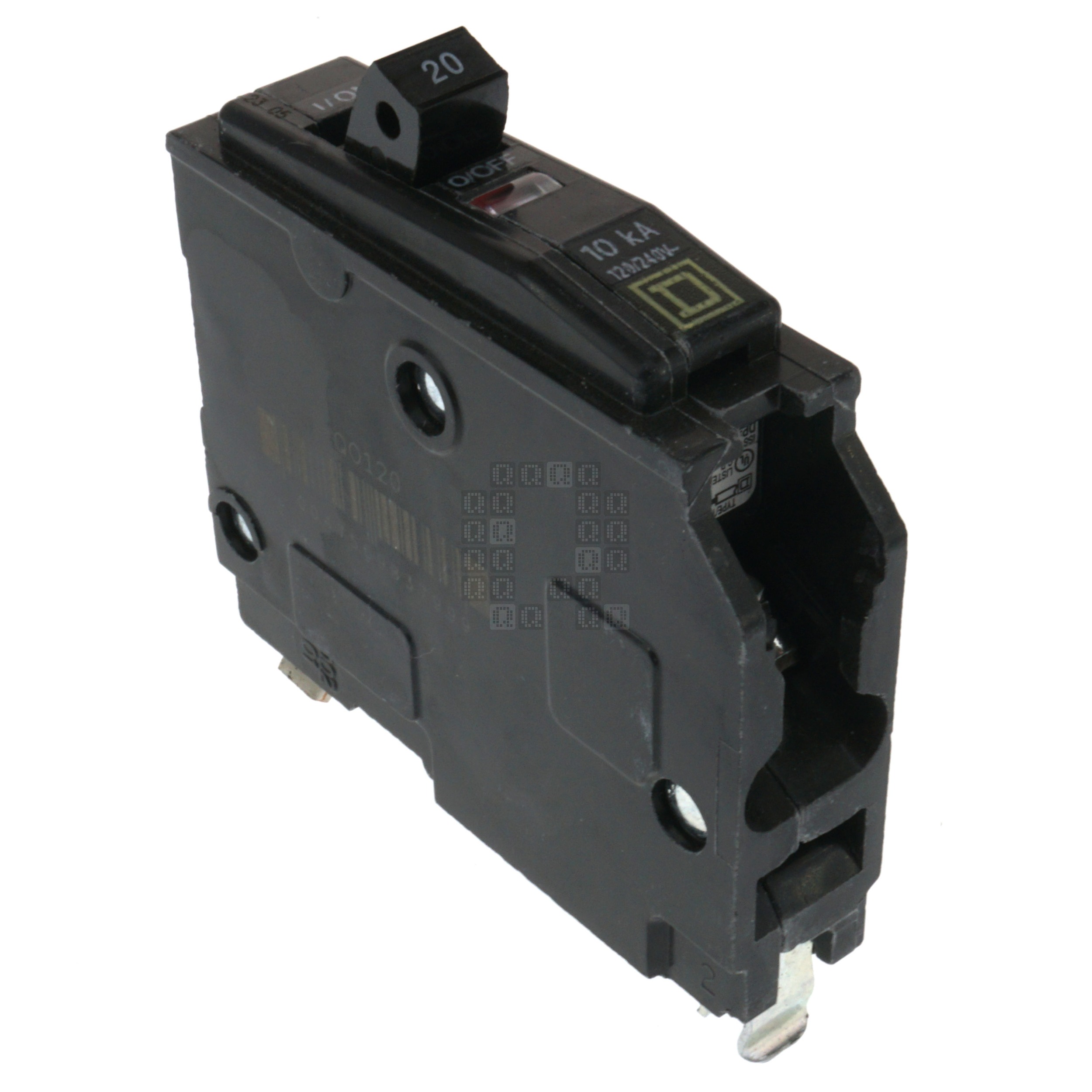Square D QO120CP Plug-In Circuit Breaker, 20 Amps, Single Pole, 120/240VAC
