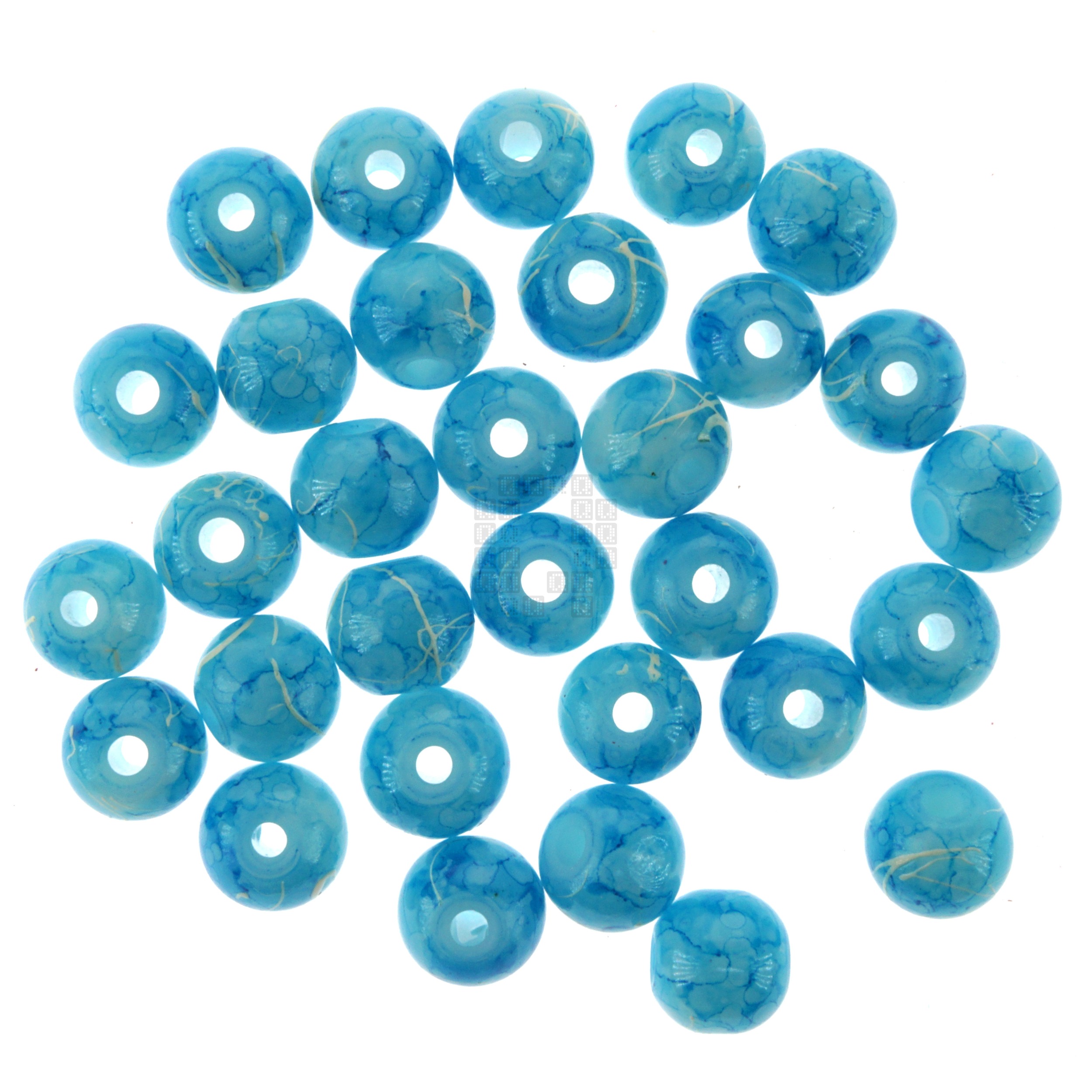 Robin Egg Blue 8mm Loose Glass Beads, 30 Pieces