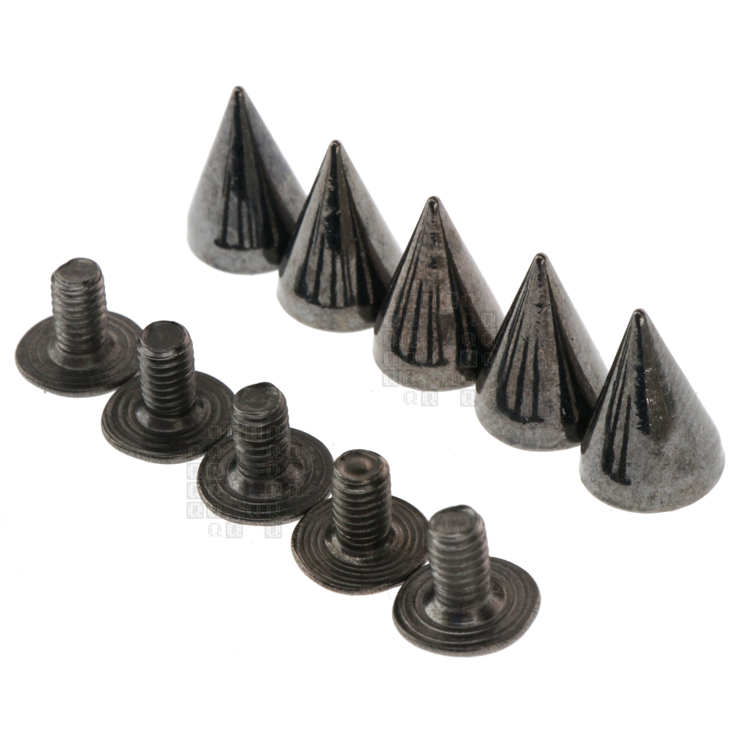 Gunmetal Conical Spike with Screw, 7x10mm, M3-0.5mm Threaded, 5 Pack