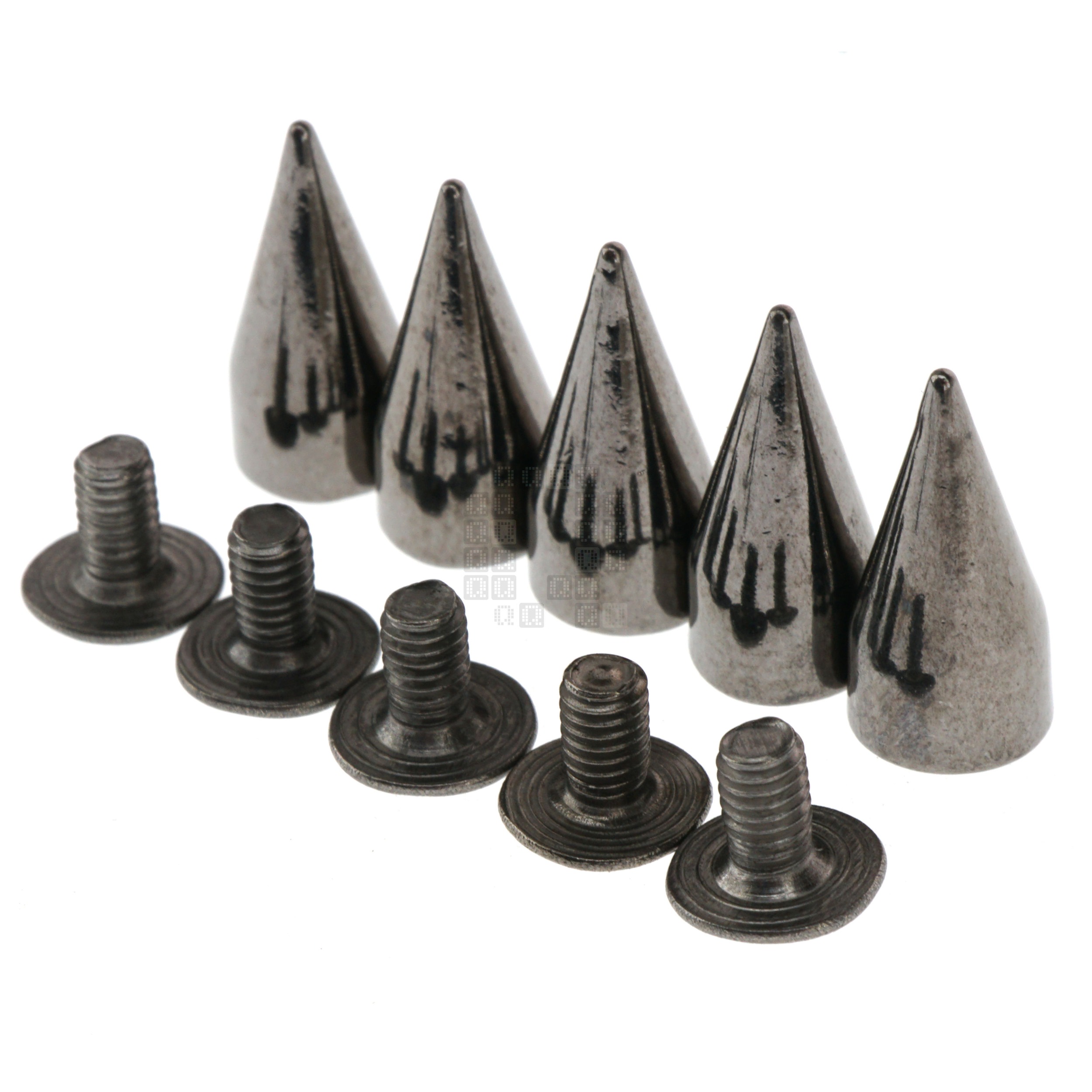 Gunmetal Conical Spike with Screw, 7x14mm, M3-0.5mm Threaded, 5 Pack