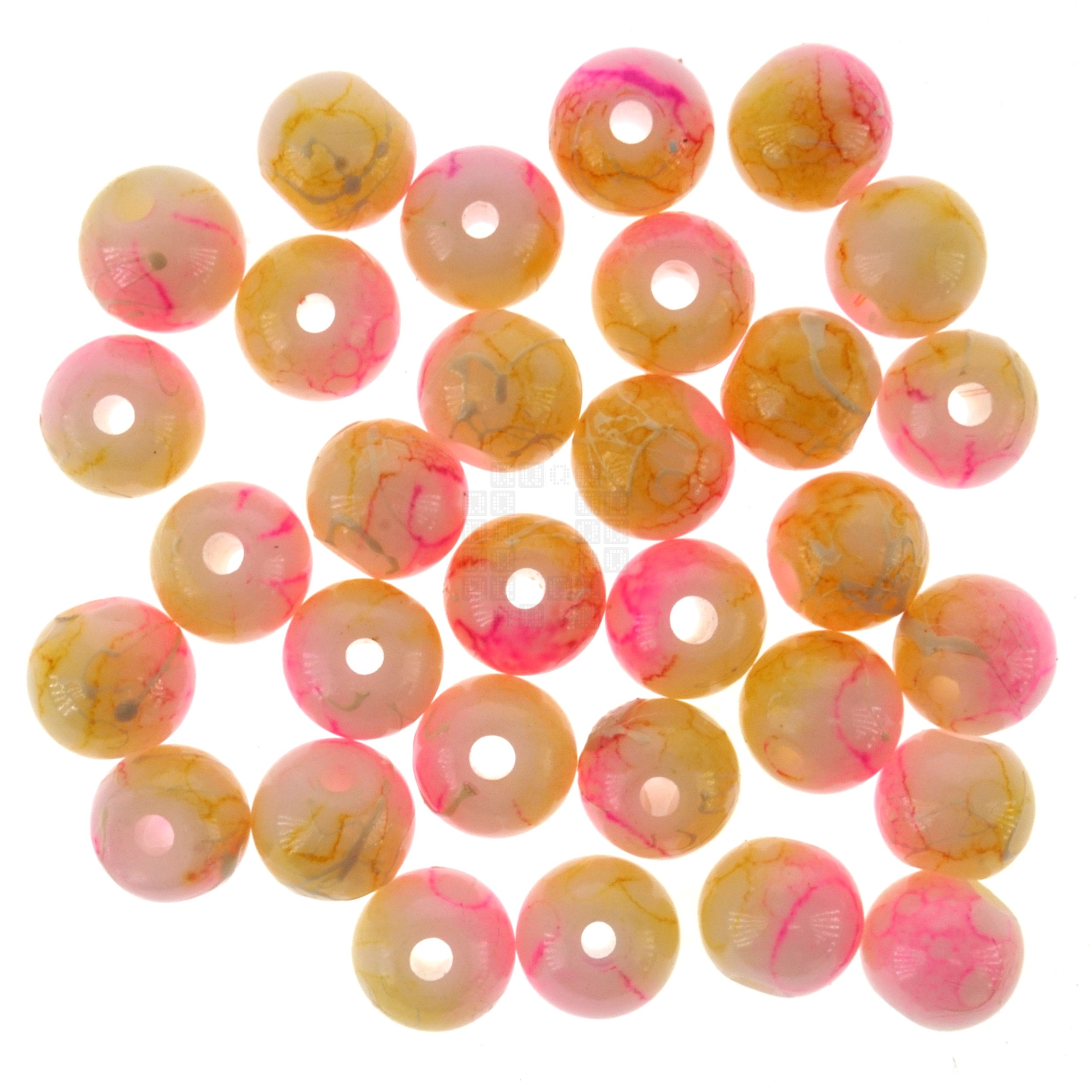 Strawberry Lemonade 8mm Loose Glass Beads, 30 Pieces