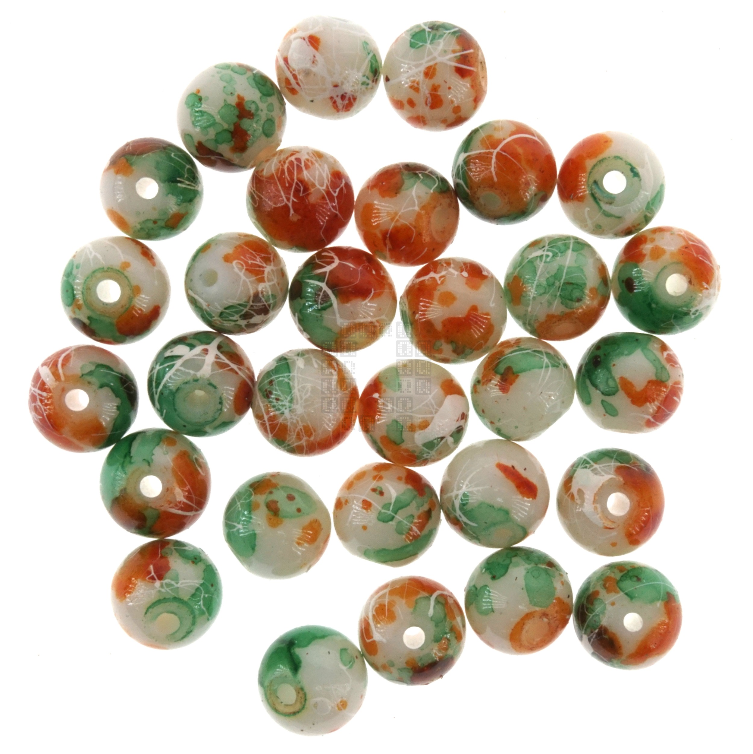 Tiger Lily 8mm Loose Glass Beads, 30 Pieces