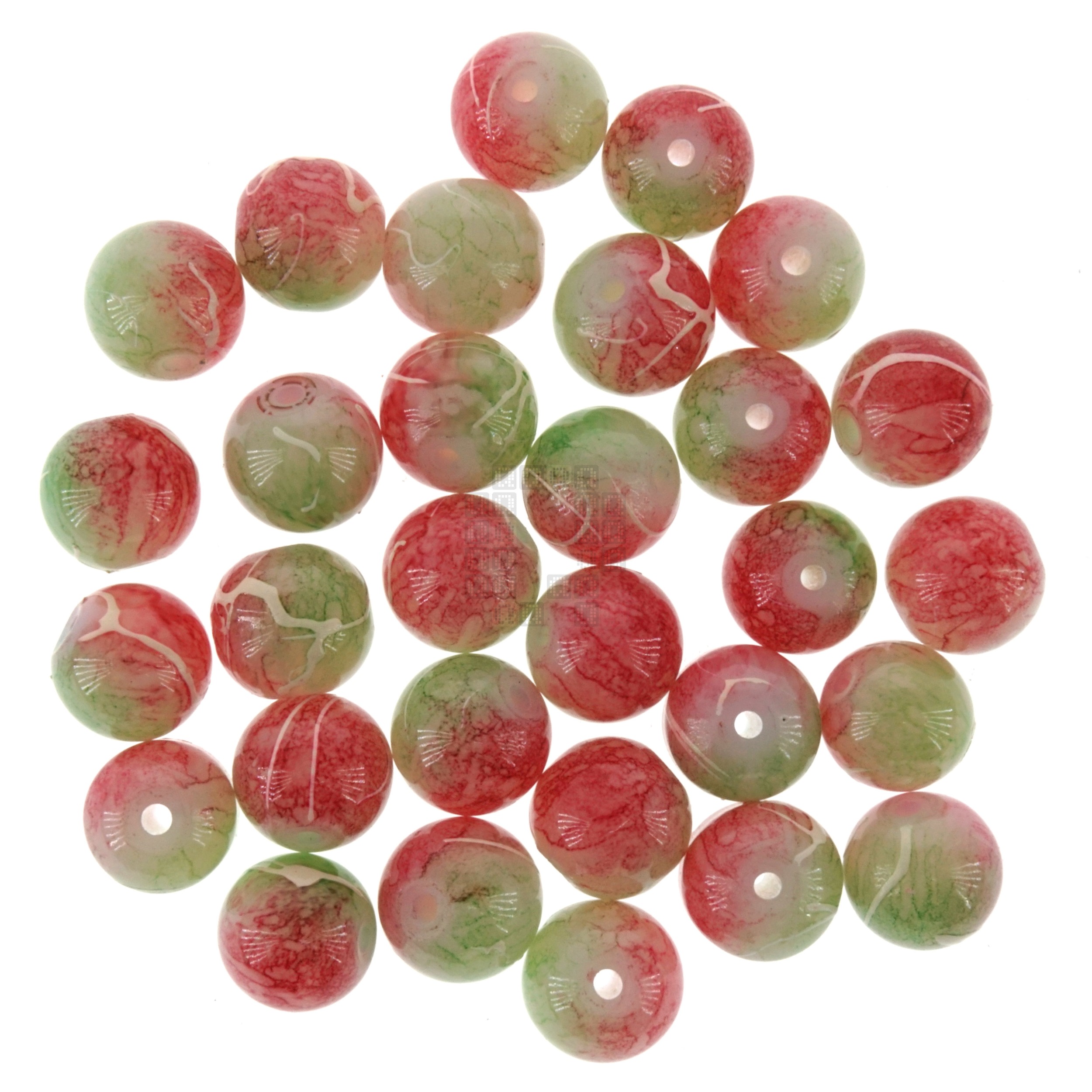 Watermelon 8mm Loose Glass Beads, 30 Pieces