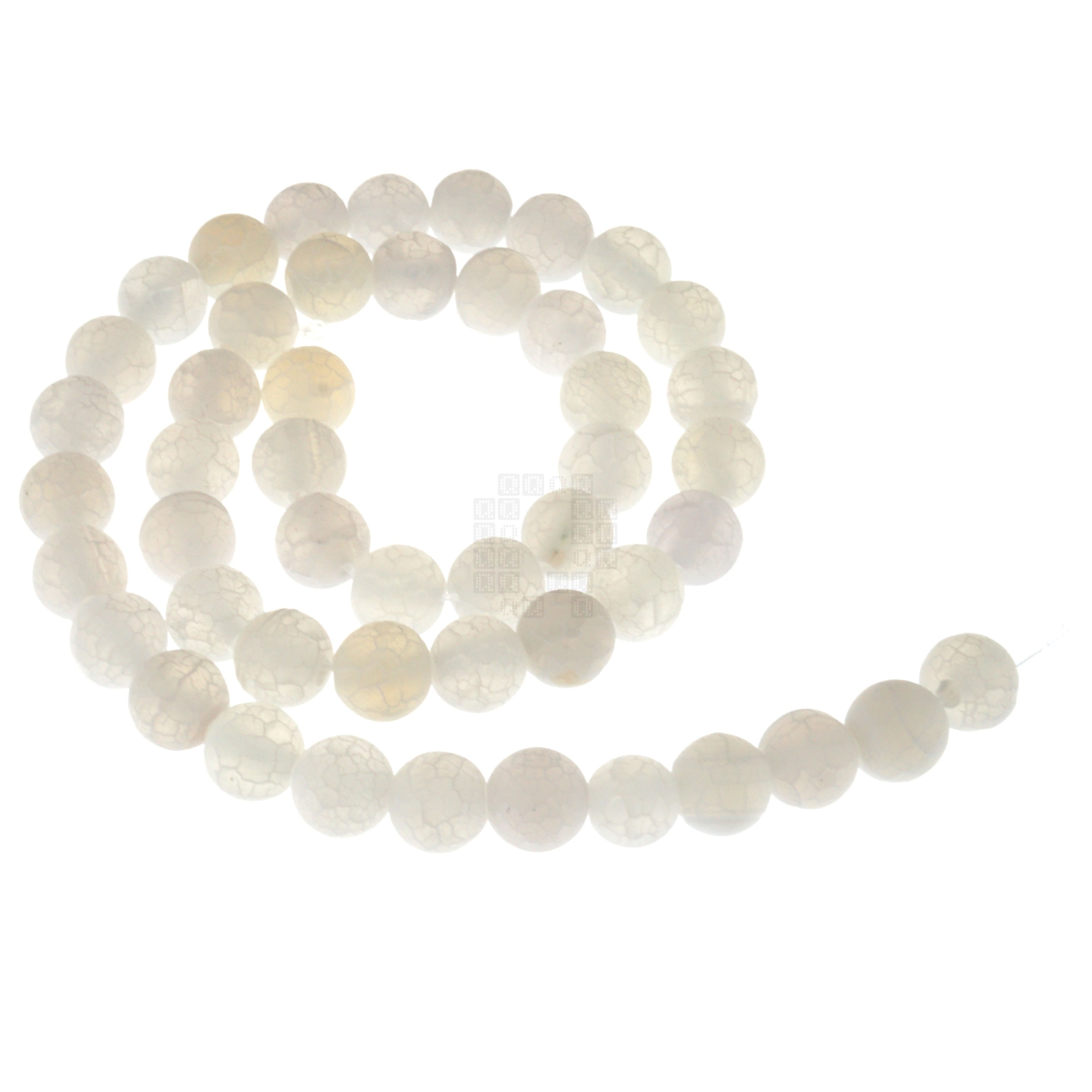 White Frost Cracked Agate 8mm Round Beads, 45 Pieces