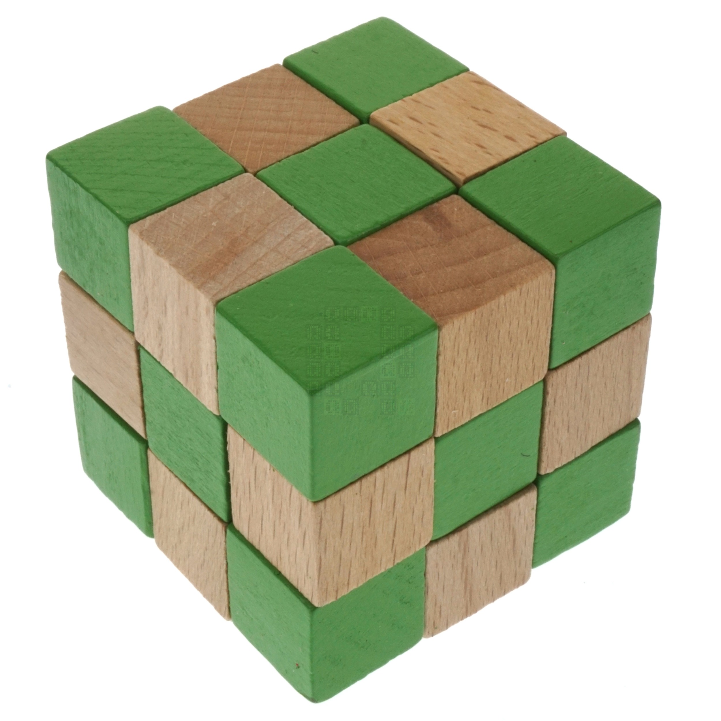 Wooden Cube Puzzle, Green/Natural