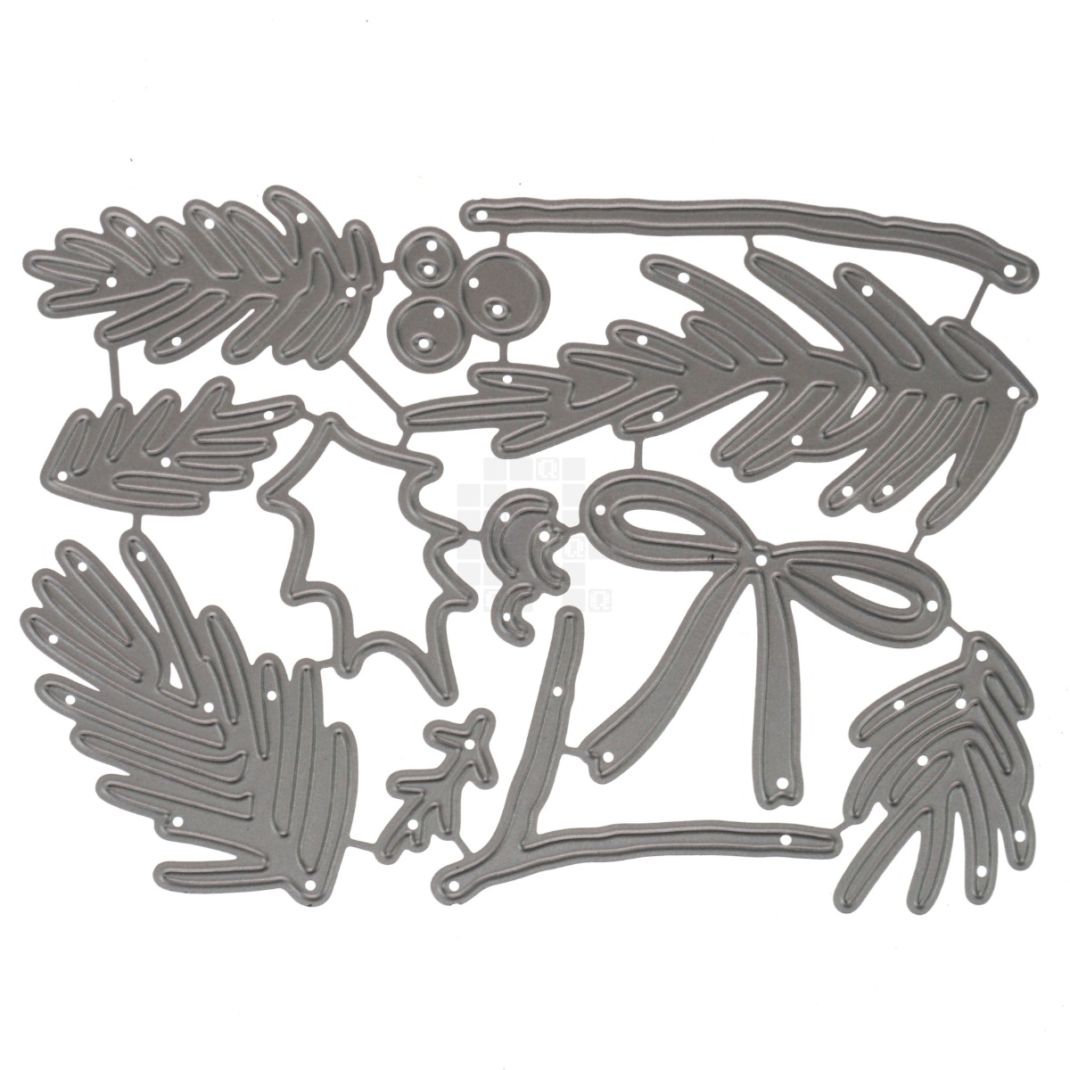 Holiday Wreath Pieces, Bow and Berries Metal Cutting Die 12 Piece Set